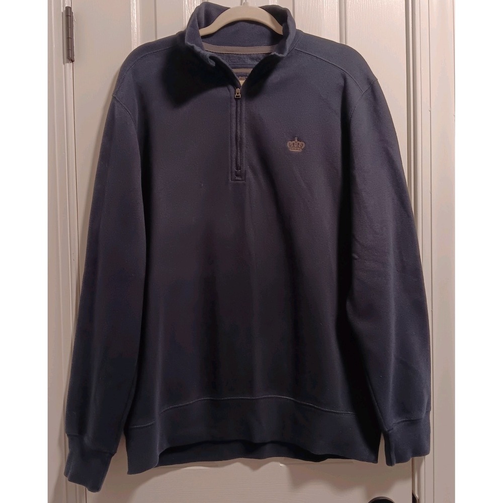 Roundtree & Yorke Men's 1/4 Zip Pullover Blue Long Sleeve, Soft Luster Size LG